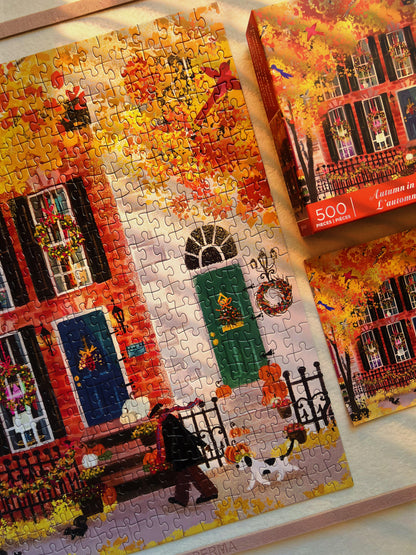Galison Autumn in the Neighborhood 500 Piece Puzzle