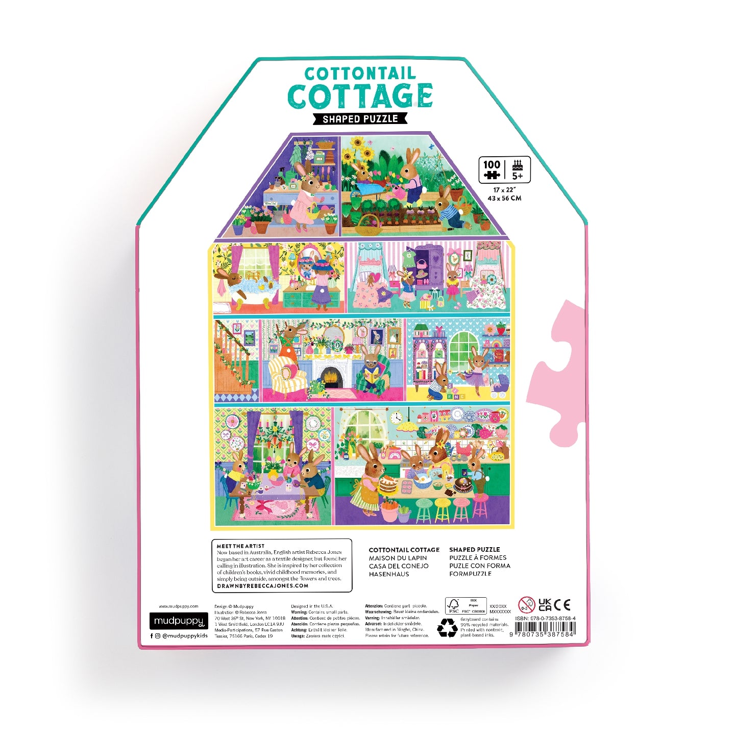Cottontail Cottage 100 Piece House-shaped Puzzle