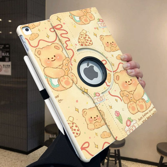 Butter Bear 360° Rotating iPad Case – Cute Stand Cover with Sleep/Wake