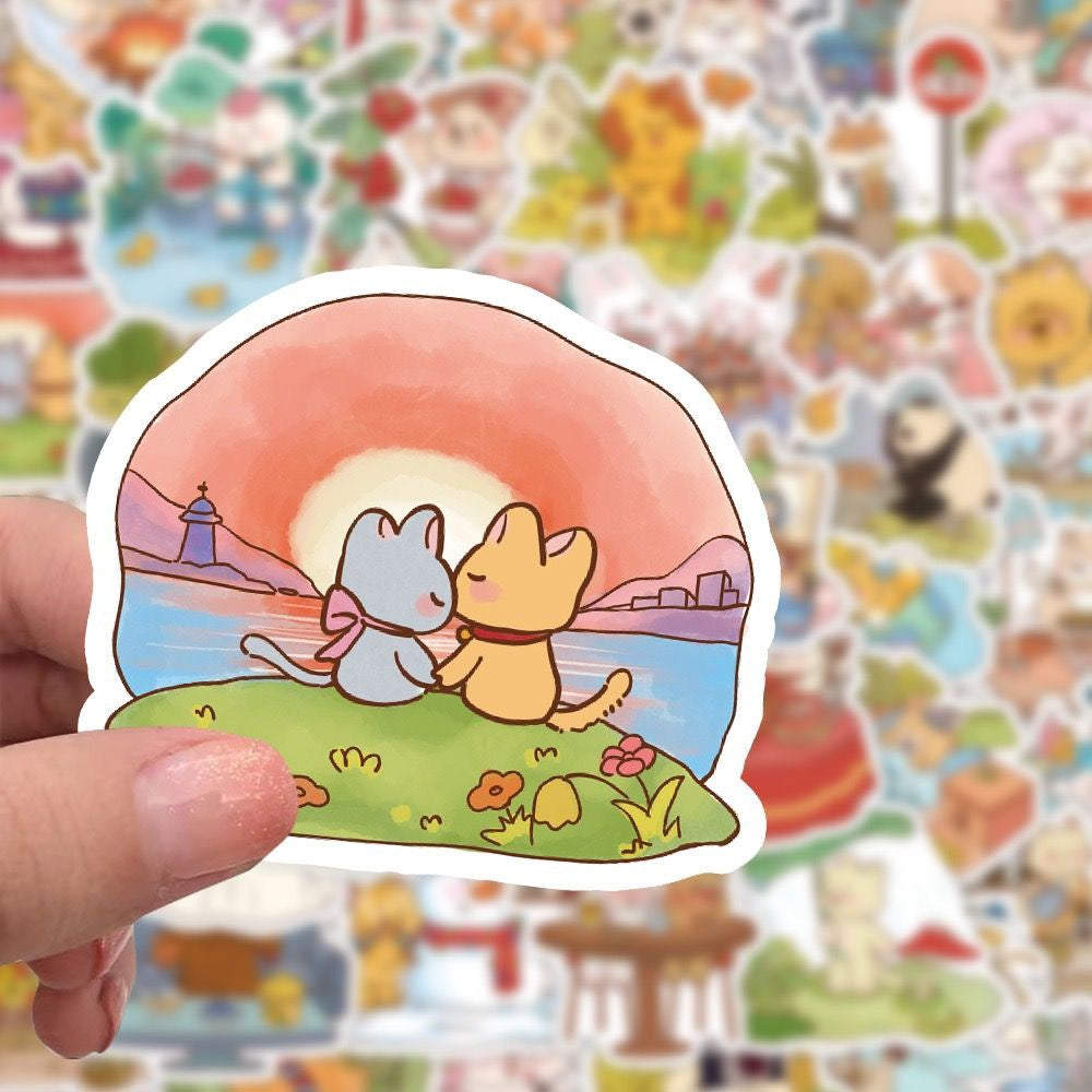 Kawaii Animal Daily Life Stickers 60 Pcs V Boutique Studio