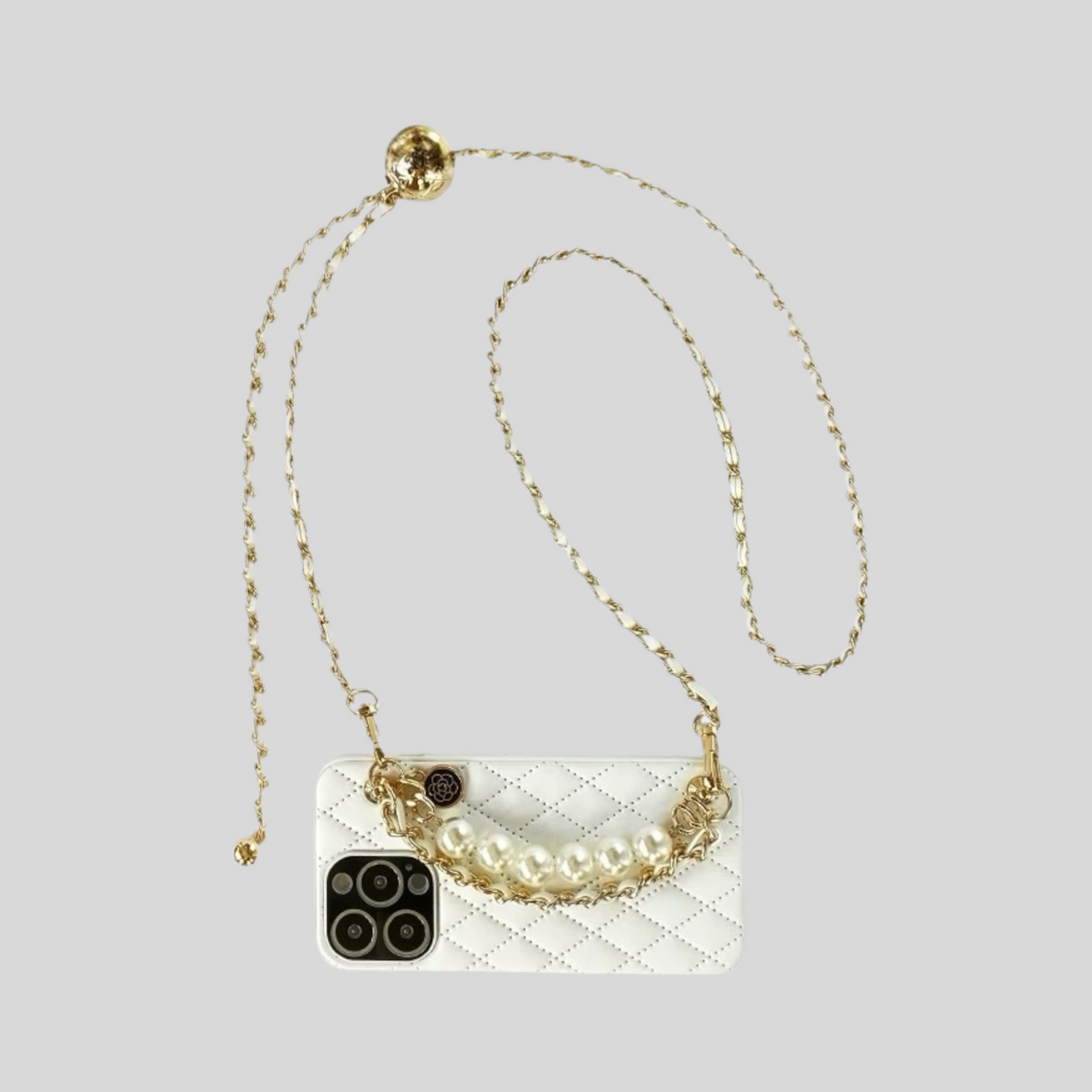 Elegant Quilted iPhone Case with Pearl Charm – Classy Gift Idea