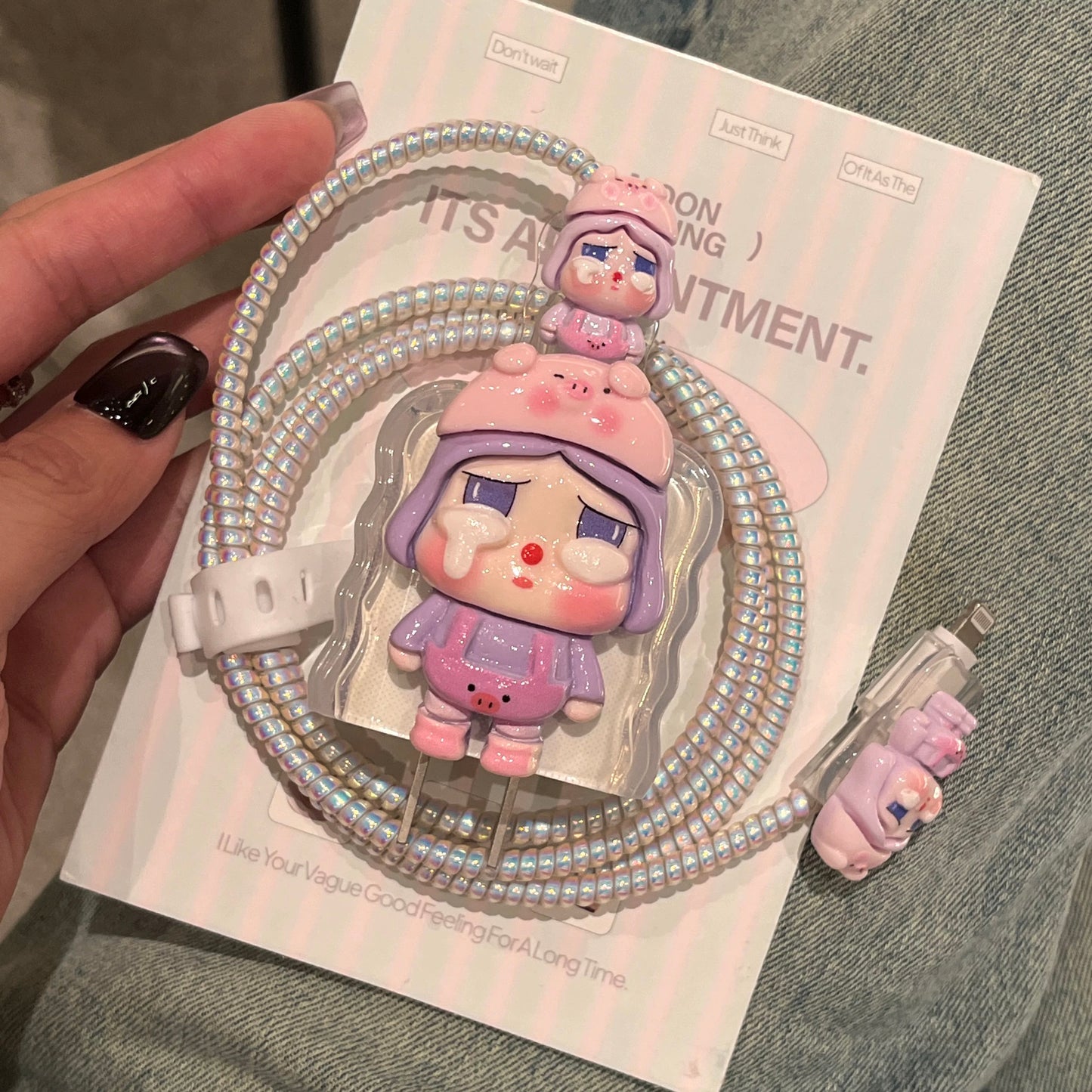 Cute Crybaby 3D Doll Cable Cover Set – Kawaii Charging Cable Protector
