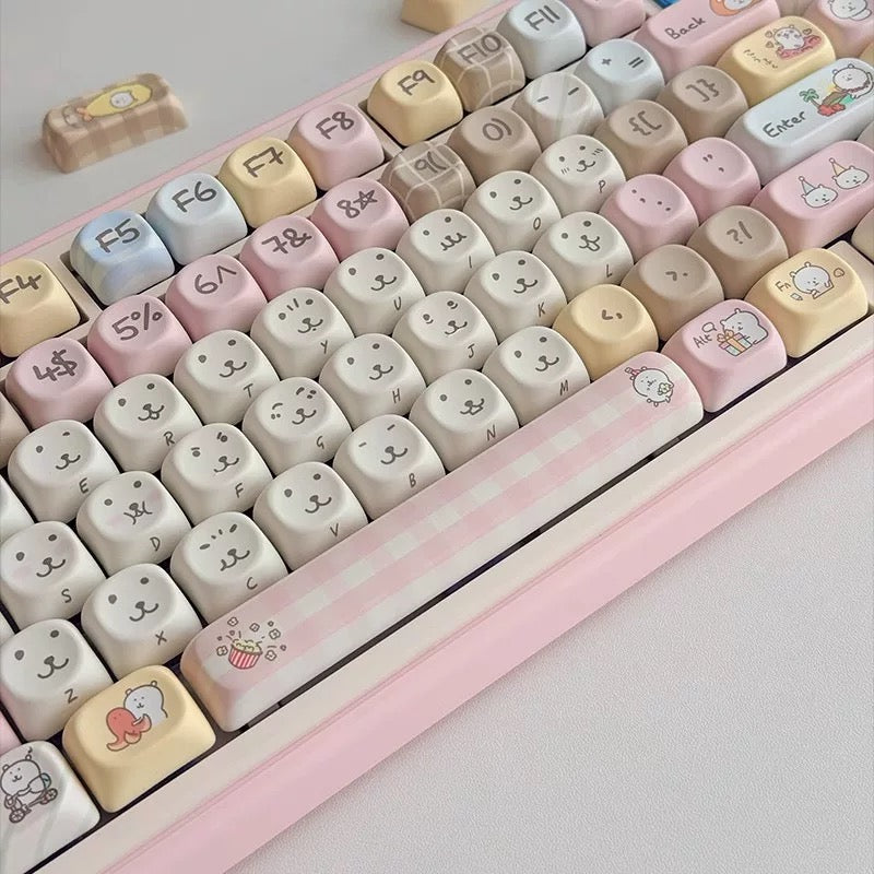 Kawaii Animal Keycaps – Soft Bear Design for Keyboards