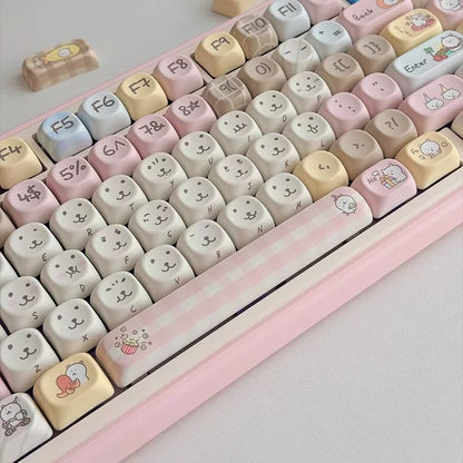 Kawaii Animal Keycaps – Soft Bear Design for Keyboards