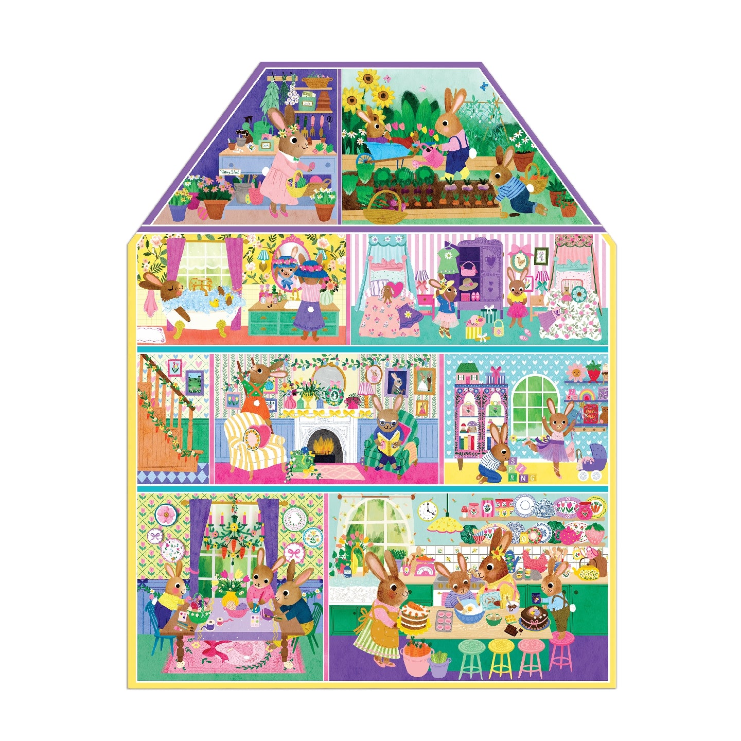 Cottontail Cottage 100 Piece House-shaped Puzzle