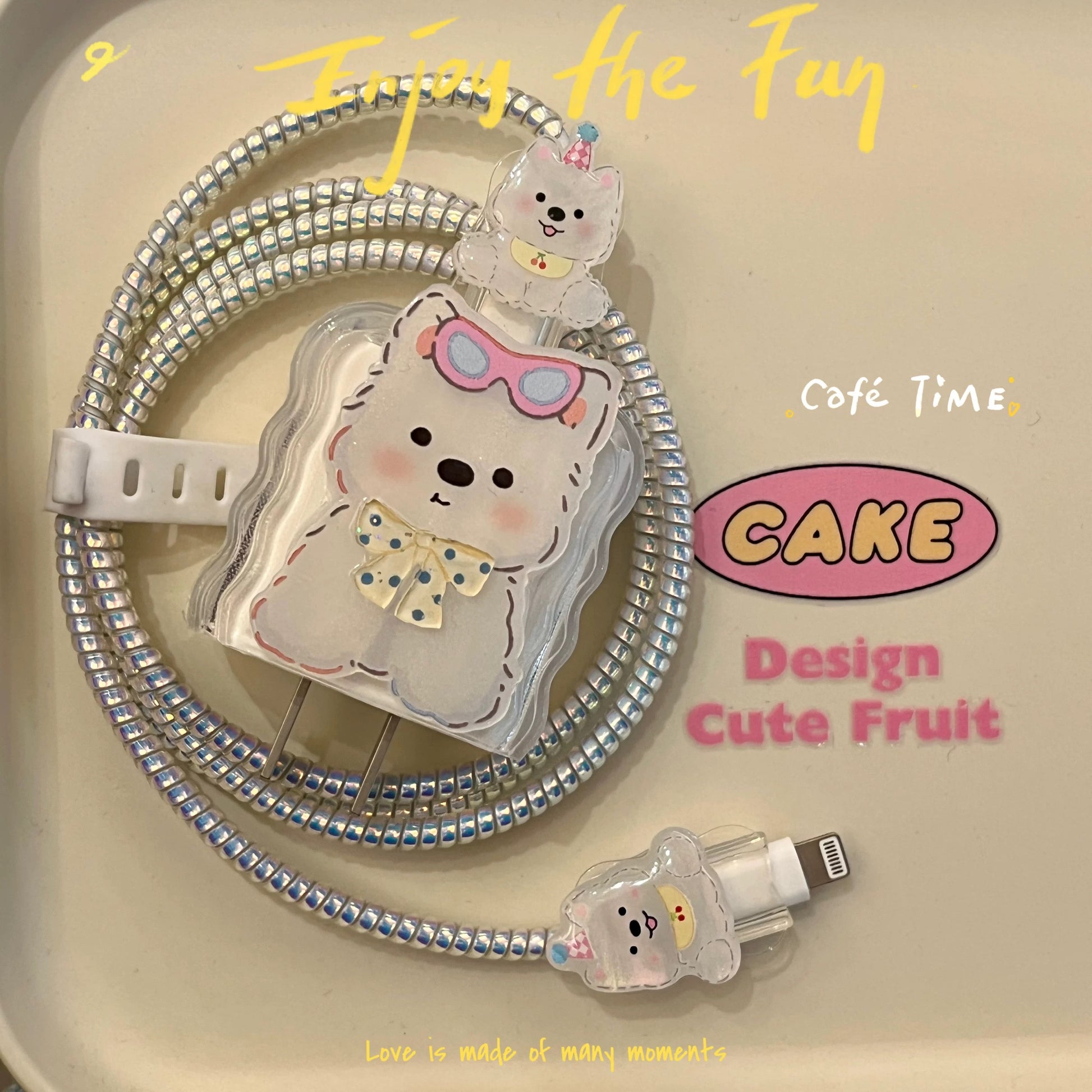 Cute Bear Charging Cable Protector Set – 3D Cartoon Plug & Cord Cover V Boutique Studio
