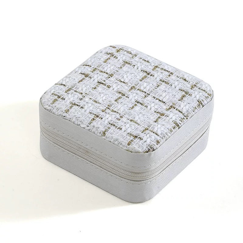 Coffret de rangement pour bijoux en tweed de qualité supérieure - Couleurs assorties - Idéal pour le rangement et l'organisation