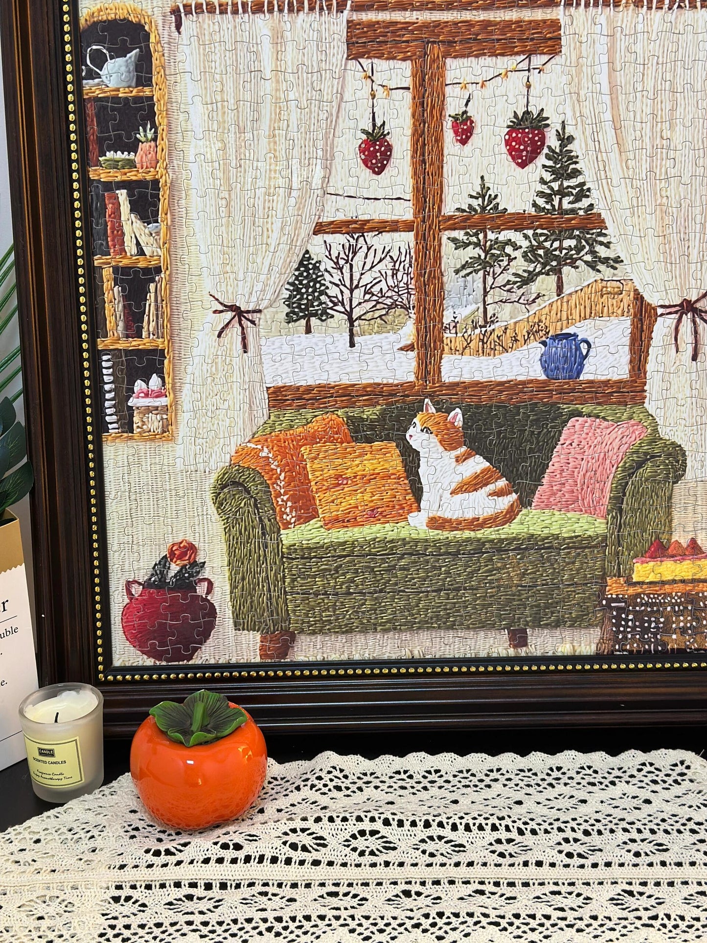Warm Line Cat Corner Jigsaw Puzzle