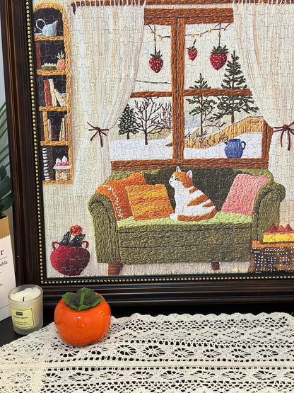Warm Line Cat Corner Jigsaw Puzzle