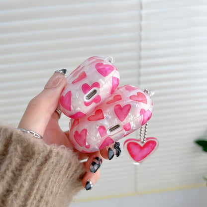 Kawaii Pink Heart AirPods Case with Charm – Clear Protective Cover