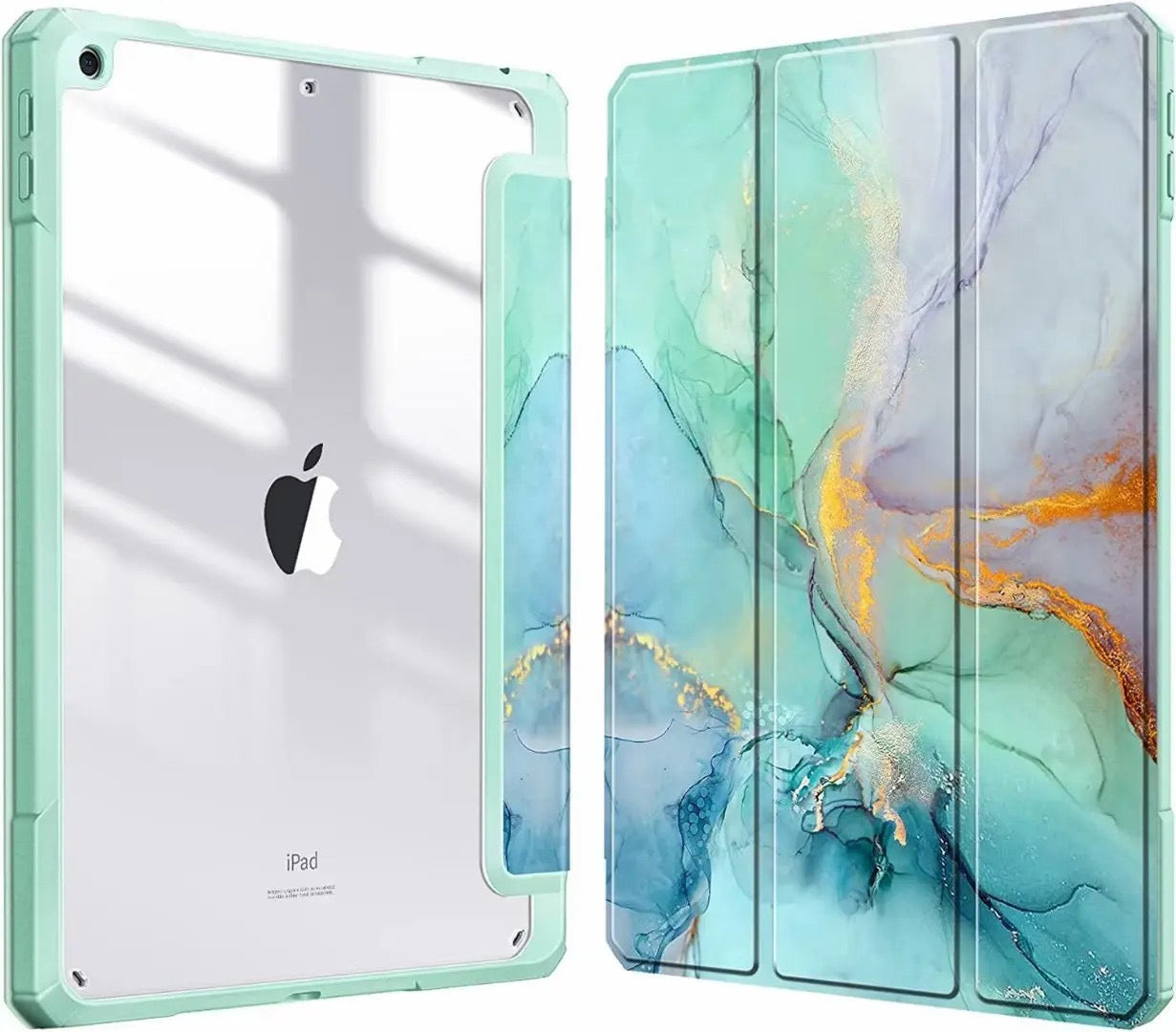 Marble Series iPad Case with Pencil Holder – Shockproof Clear Back Cover