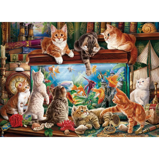Cats By the Aquarium 1000 Piece Jigsaw Puzzle