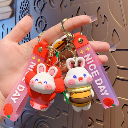 Sweet Flower Bunny Keychain