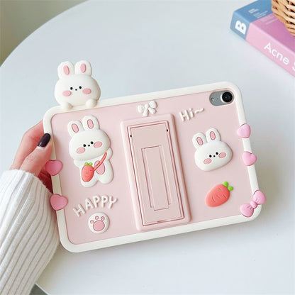 Kawaii Bunny iPad Case with Stand – Pink 3D Shockproof Cover