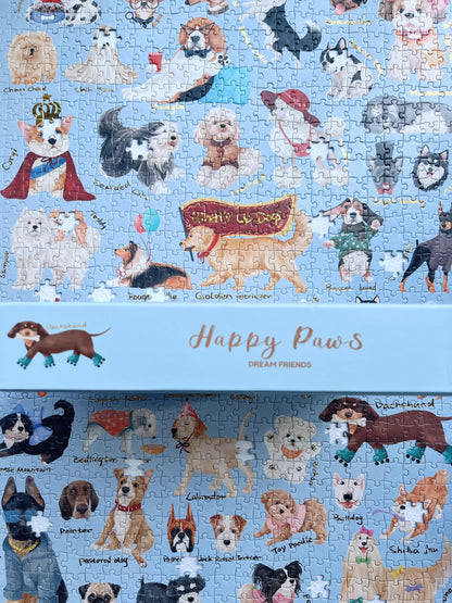 Happy Paws Dog Family 1000 Piece Jigsaw Puzzle Dream Friends