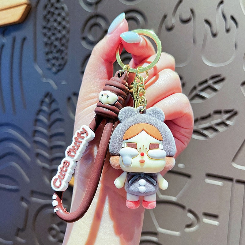 Cartoon Flocked Crying Baby Keychain