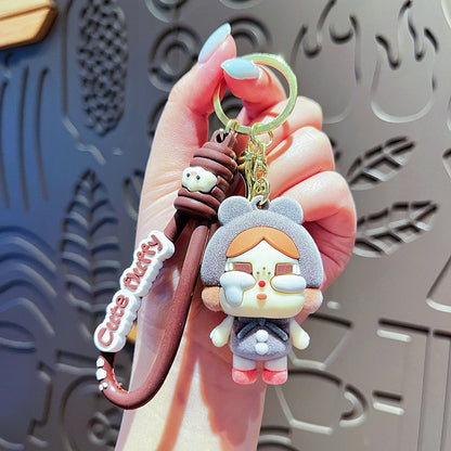 Cartoon Flocked Crying Baby Keychain