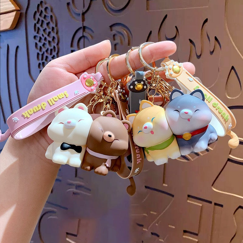 Kawaii Puppy Couple Keychain