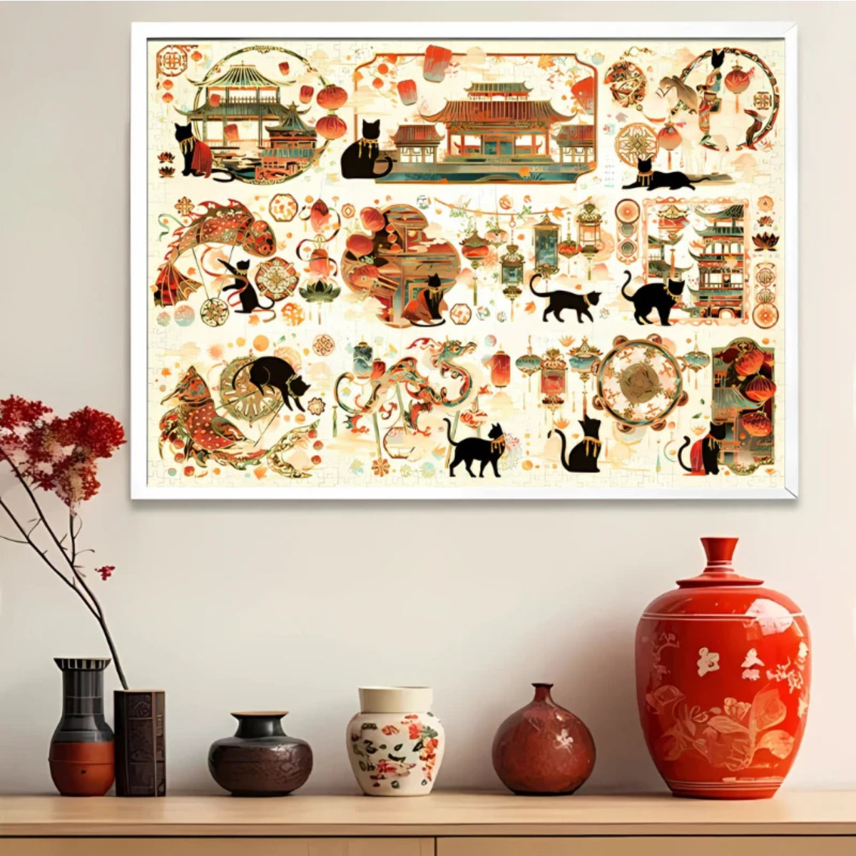 Botop Fusion Tang Dynasty Black Cat 1000 Piece Jigsaw Puzzle