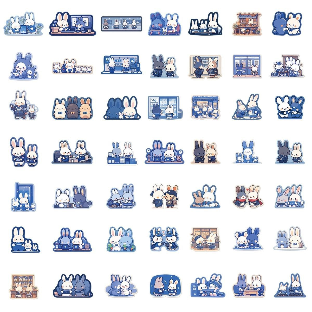 Kawaii Bunny Cafe Sticker Pack 50 Piece V Boutique Studio