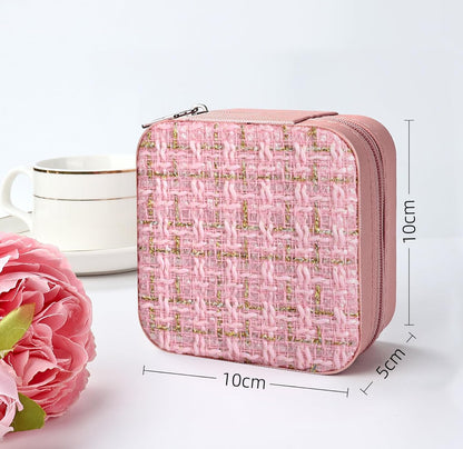 Coffret de rangement pour bijoux en tweed de qualité supérieure - Couleurs assorties - Idéal pour le rangement et l'organisation
