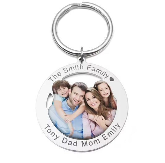 Custom Photo Keychain – Personalized Engraved Gift for Family or Friends