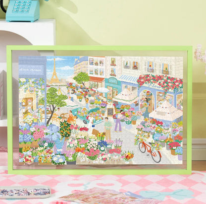 Momibook Flowers Market in Paris 1000 Piece Jigsaw Puzzle