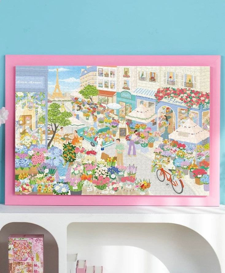 Momibook Flowers Market in Paris 1000 Piece Jigsaw Puzzle