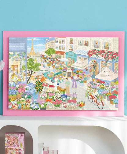 Momibook Flowers Market in Paris 1000 Piece Jigsaw Puzzle