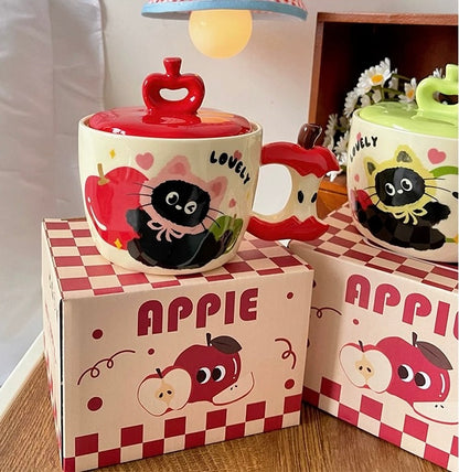Lovely Kitty Apple Ceramic Mug