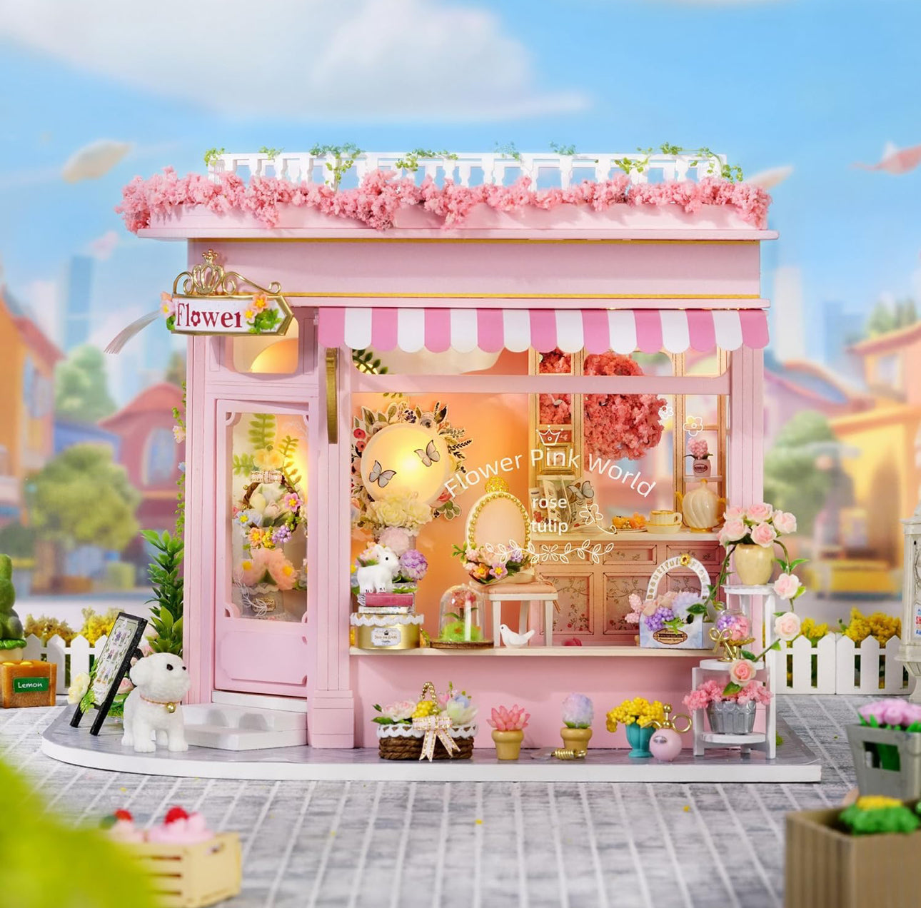 Flower Shop Miniature House – DIY Pink Floral Kit for Crafters