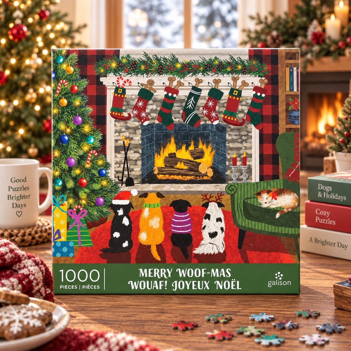 Galison Merry Woof-mas 1000 Piece Puzzle Galison