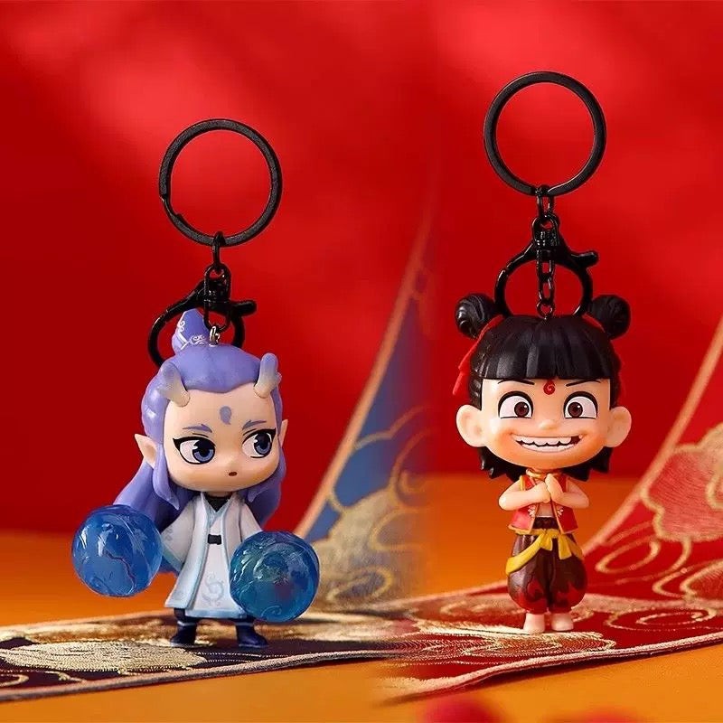 Nezha & Ao Bing Keychain Set – Chinese Mythology Figure Keychains, Cute Anime Bag Charms