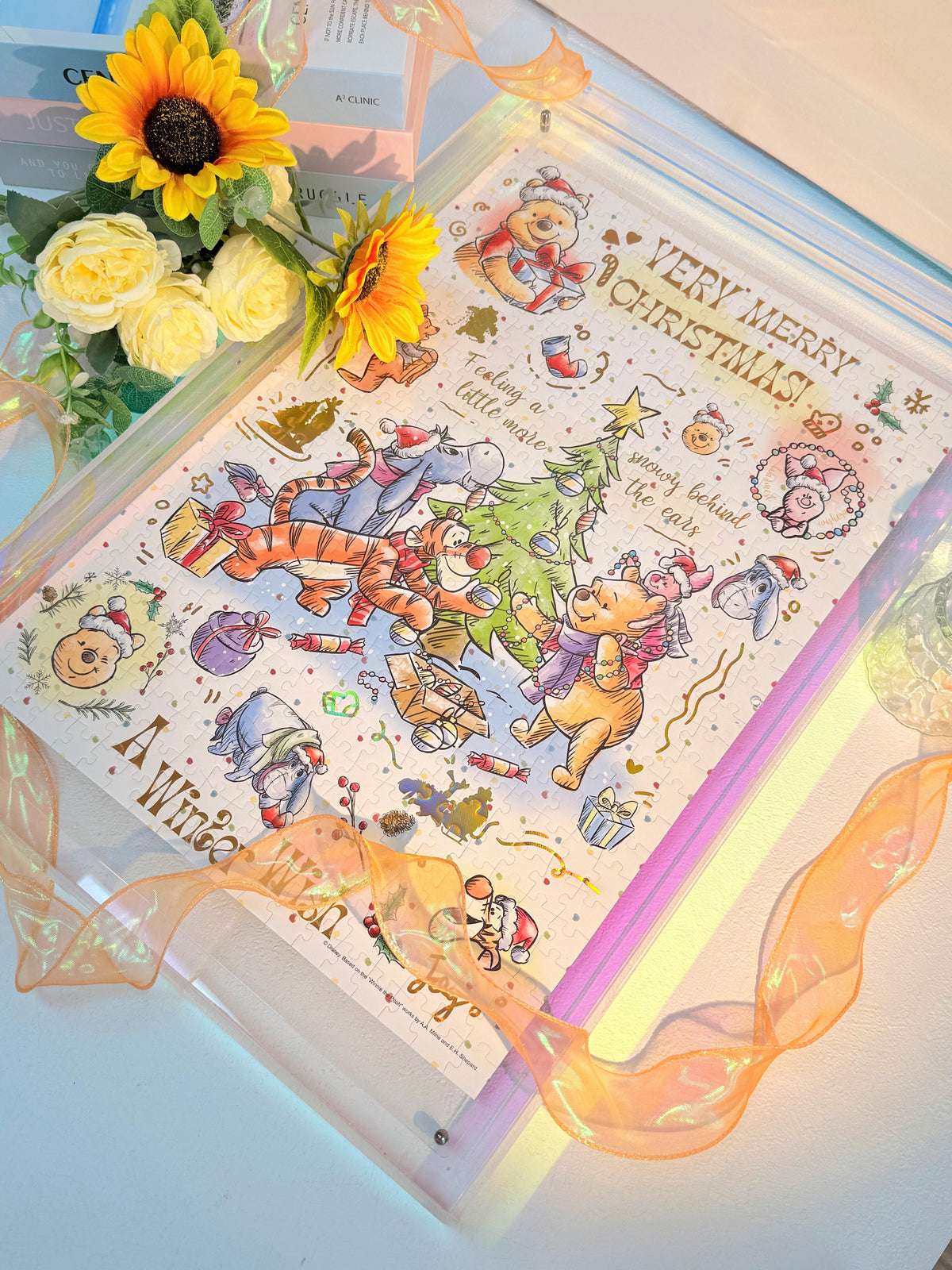 Winnie the Pooh Very Merry Christmas 500-Piece Double-Sided Gold Foil Puzzle Gubu