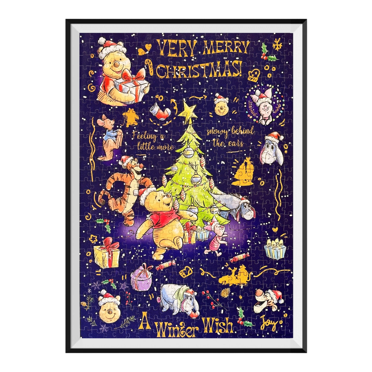 Winnie the Pooh Very Merry Christmas 500-Piece Double-Sided Gold Foil Puzzle Gubu