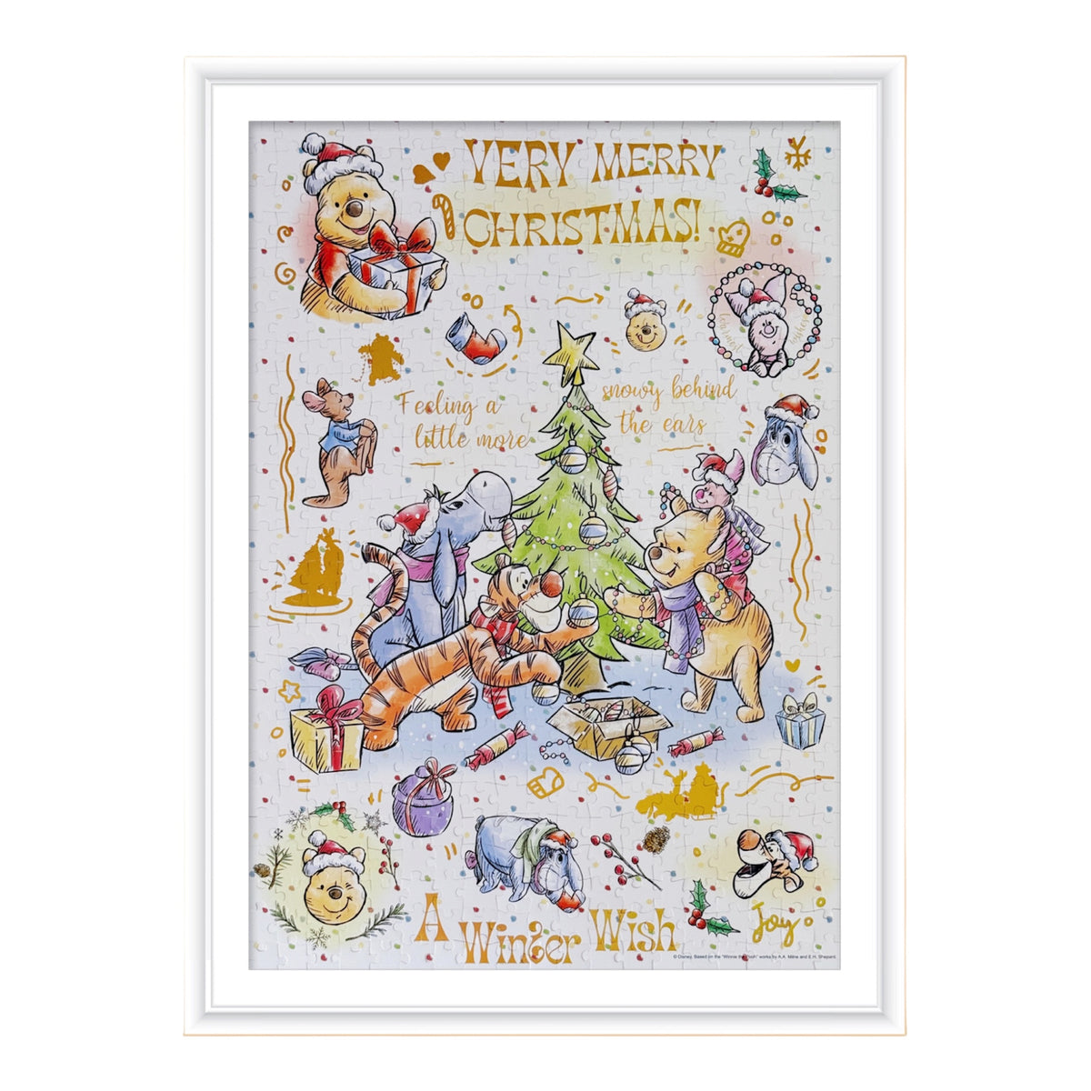 Winnie the Pooh Very Merry Christmas 500-Piece Double-Sided Gold Foil Puzzle Gubu