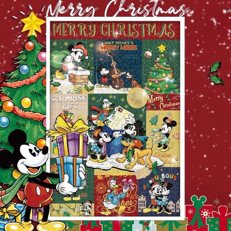 Mickey & Friends Merry Christmas 1000 Piece Gold Foil Jigsaw Puzzle Gubu