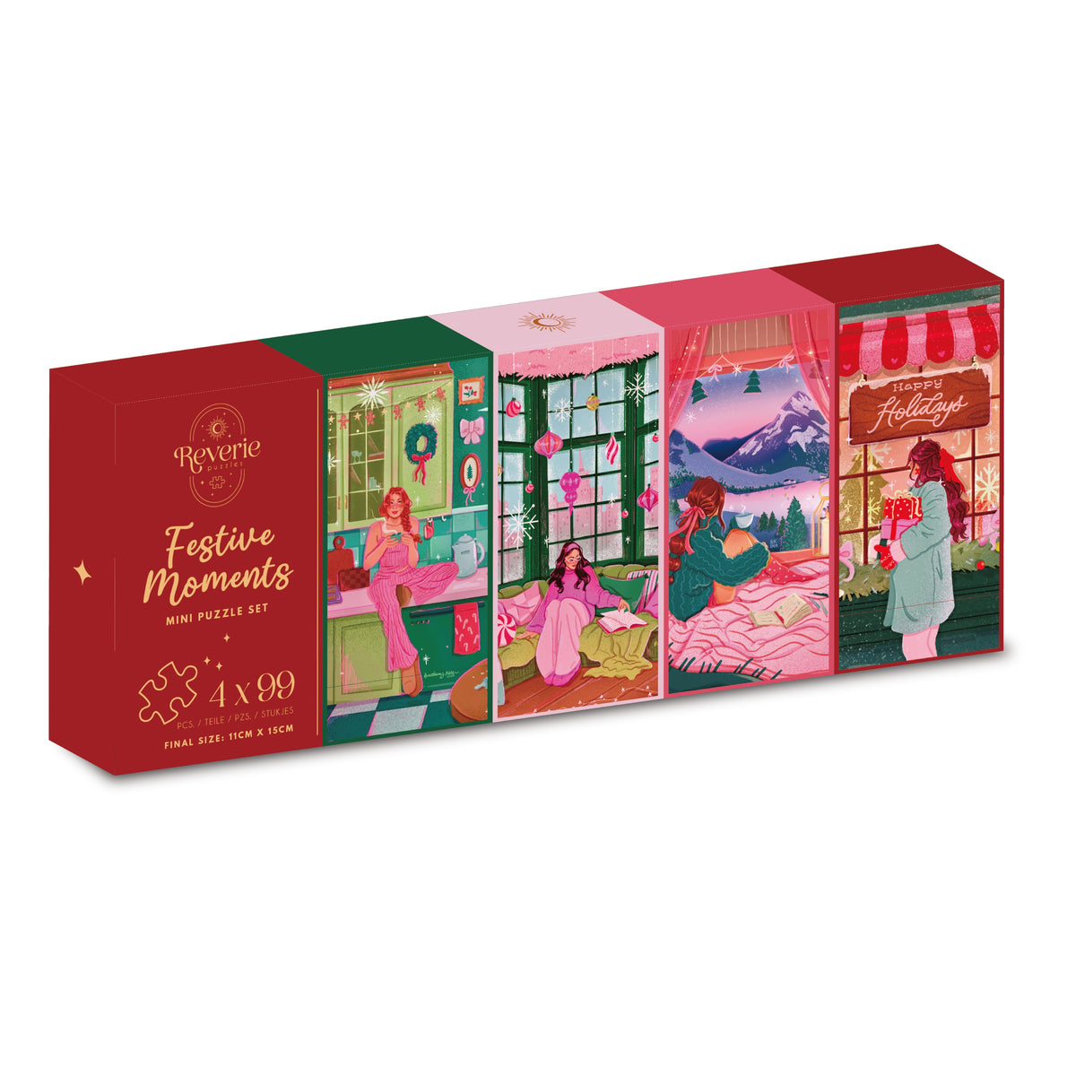 [Pre-Order] Festive Moments 4 × 99 Piece Mini Puzzle Set Reverie Puzzles