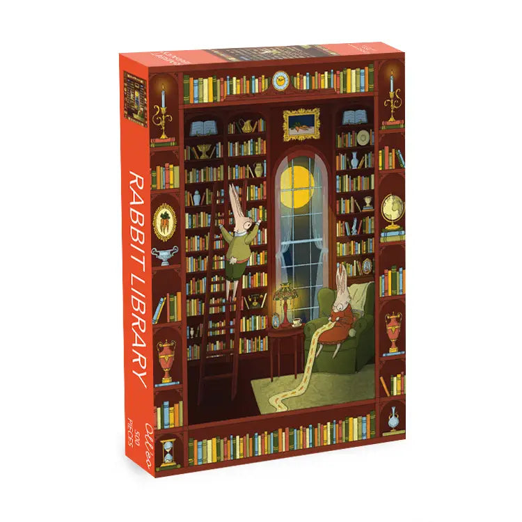 Olleo Puzzles Rabbit Library 500 Piece Jigsaw Puzzle Olleo Puzzles