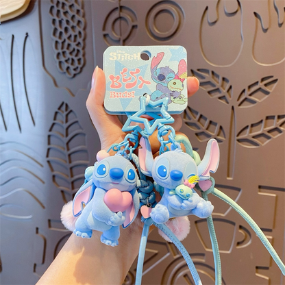 Stitch Flocked Hug Charm Keychain