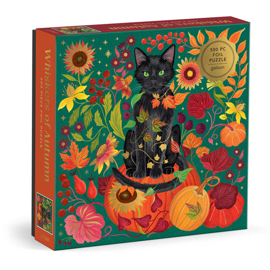 Galison Whiskers of Autumn 500 Piece Foil Puzzle