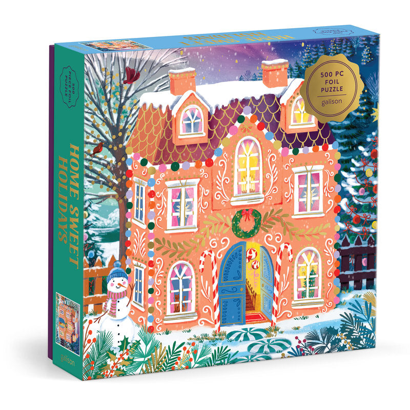 Galison Home Sweet Holidays 500 Piece Foil Puzzle Galison