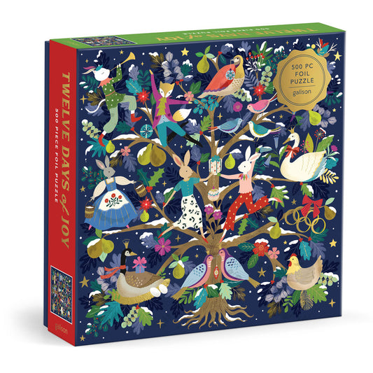 Galison 12 Days of Joy 500 Piece Foil Puzzle