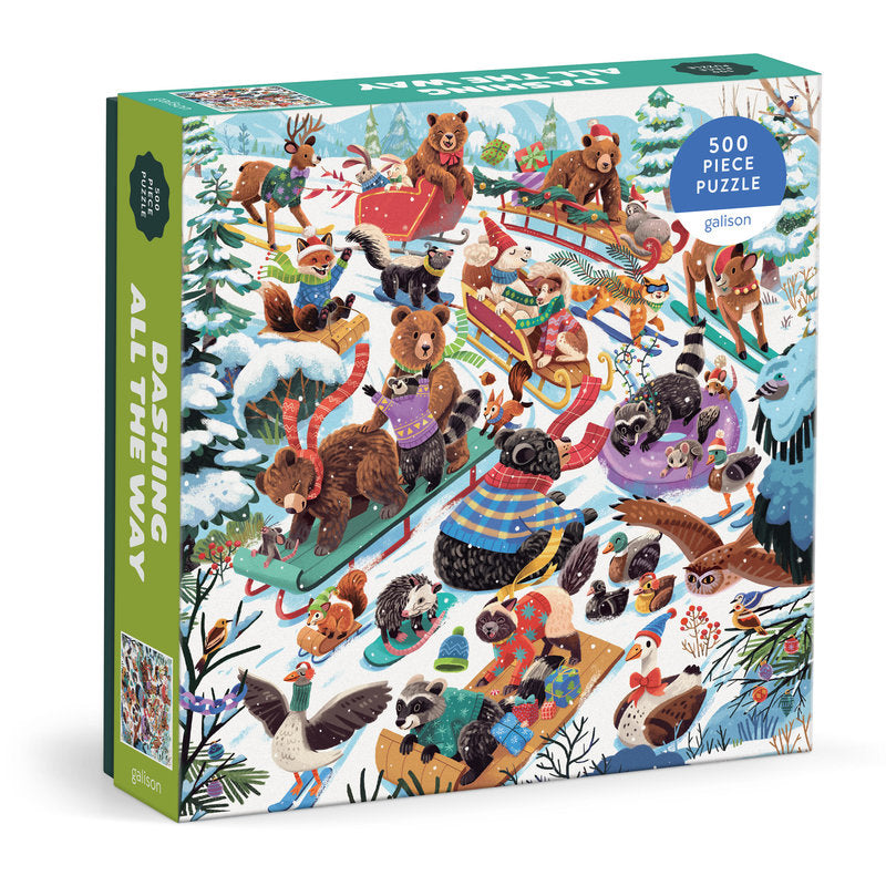 Galison Dashing All The Way 500 Piece Puzzle