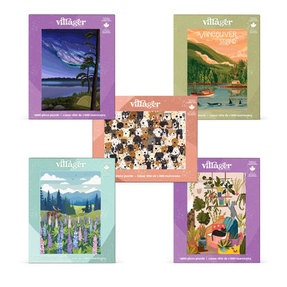 I-Love-1000-Piece-Puzzles Bundle | Five Puzzles for Adults | Designed in Canada by Women Artists Villager Puzzles