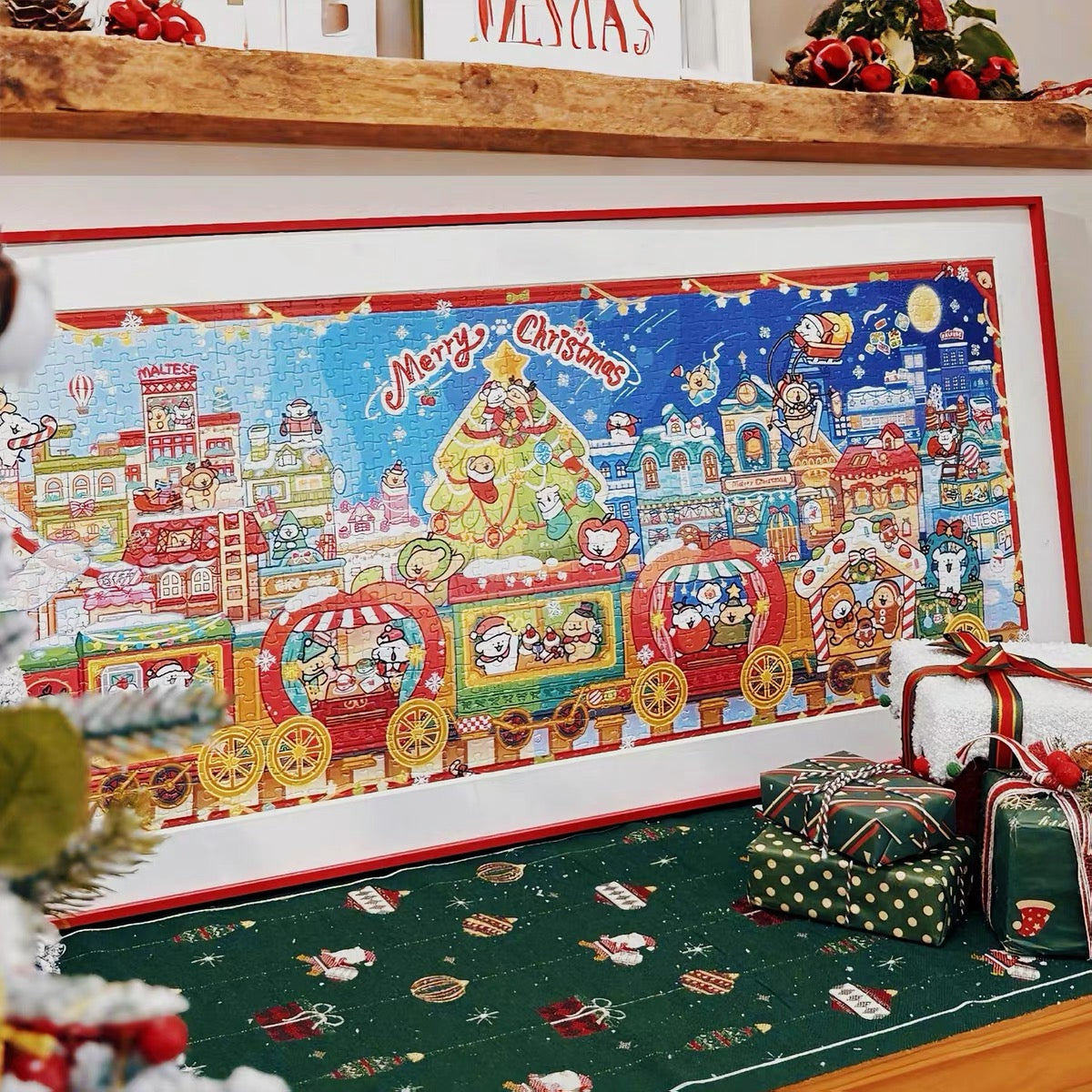 Christmas Puppy Train 1000 Piece Jigsaw Puzzle TOI