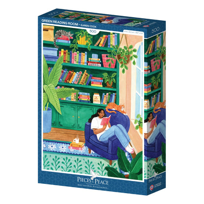 Green Reading Corner 500 Piece Puzzle Pieces & Peace
