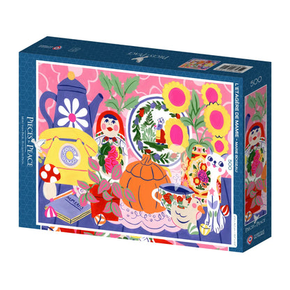 Grandma's Shelf 500 Piece Puzzle Pieces & Peace
