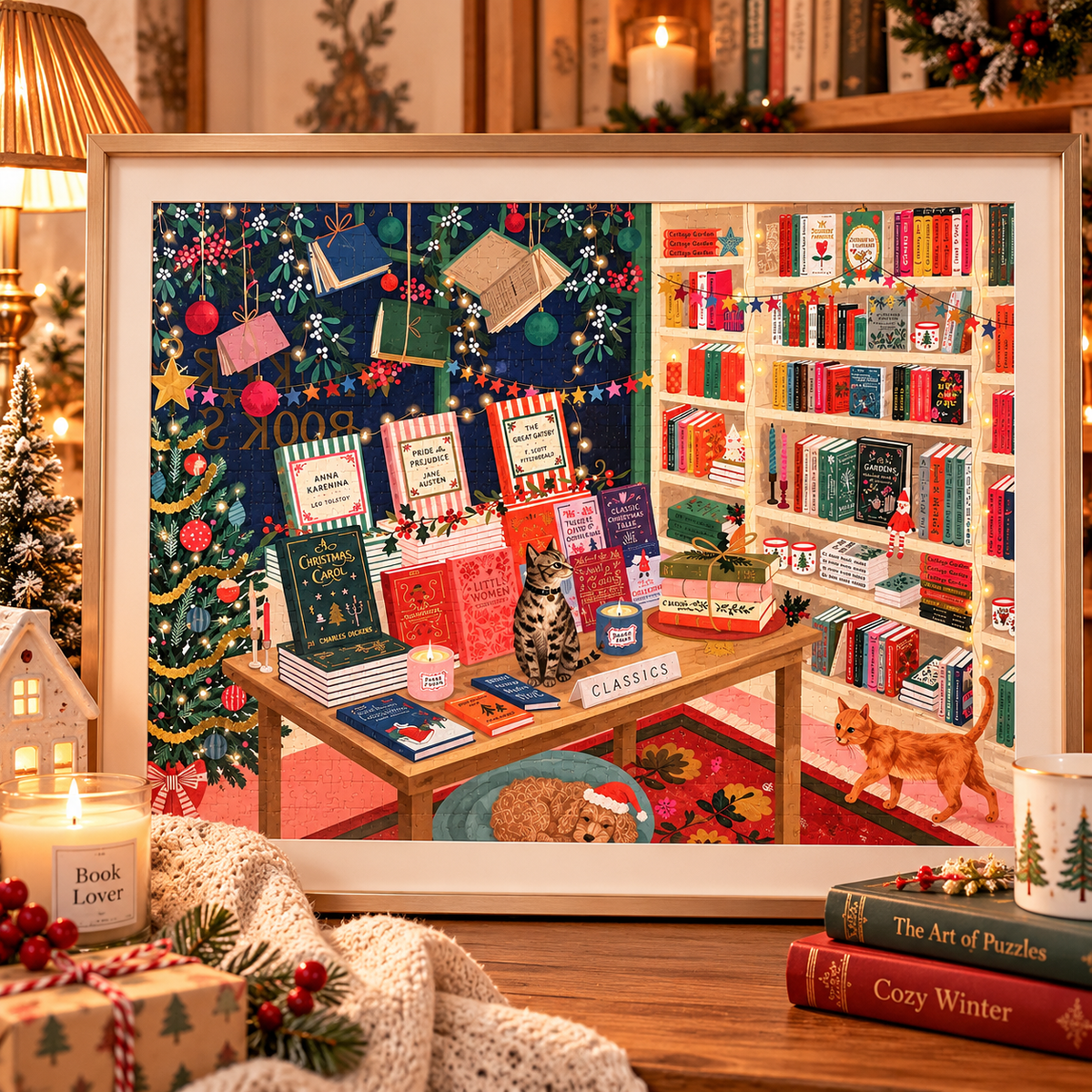 WerkShoppe Christmas Bookshop 1000 Piece Jigsaw Puzzle WerkShoppe
