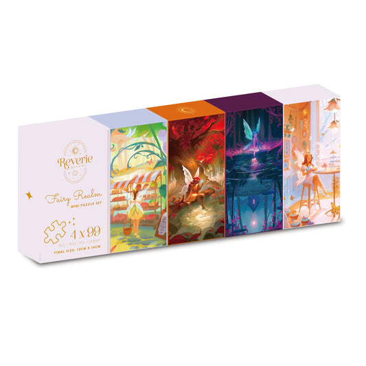 Fairy Realm 4 X 99 Piece Mini Puzzle Set Reverie Puzzles